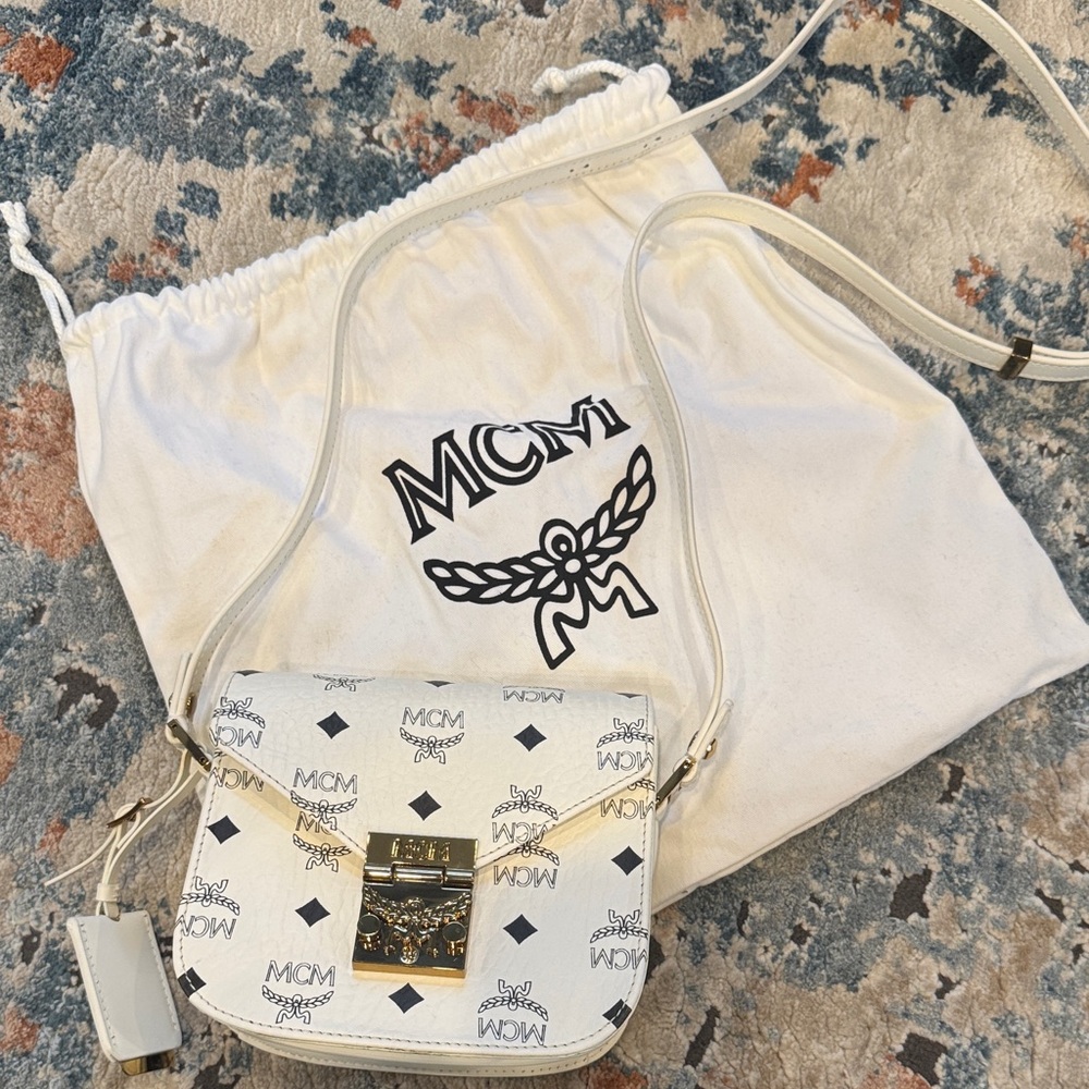MCM Ivory Crossbody Bag with Logo Print - Picture 13 of 13